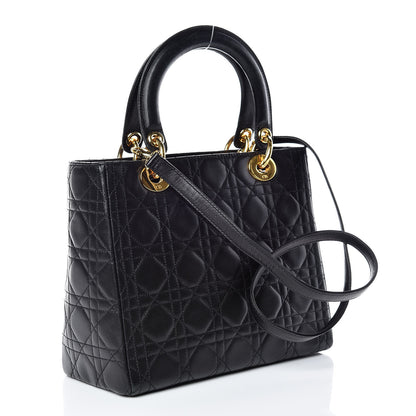Christian Dior Lambskin Cannage Medium Lady Dior Black 4 of 14