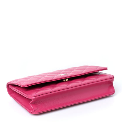 Chanel Caviar Quilted Wallet on Chain WOC Fuchsia 3 of 9