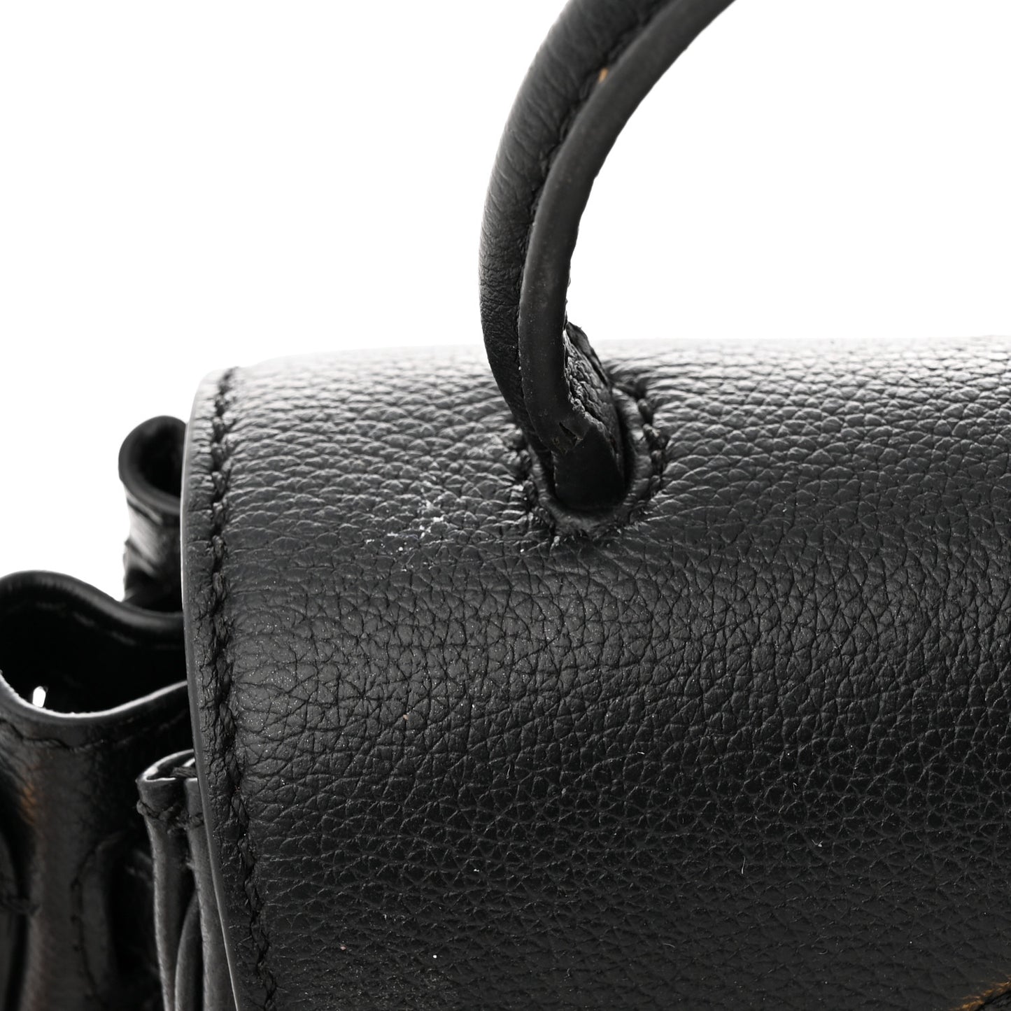 Grained Calfskin Small La Medusa Top Handle Bag Black