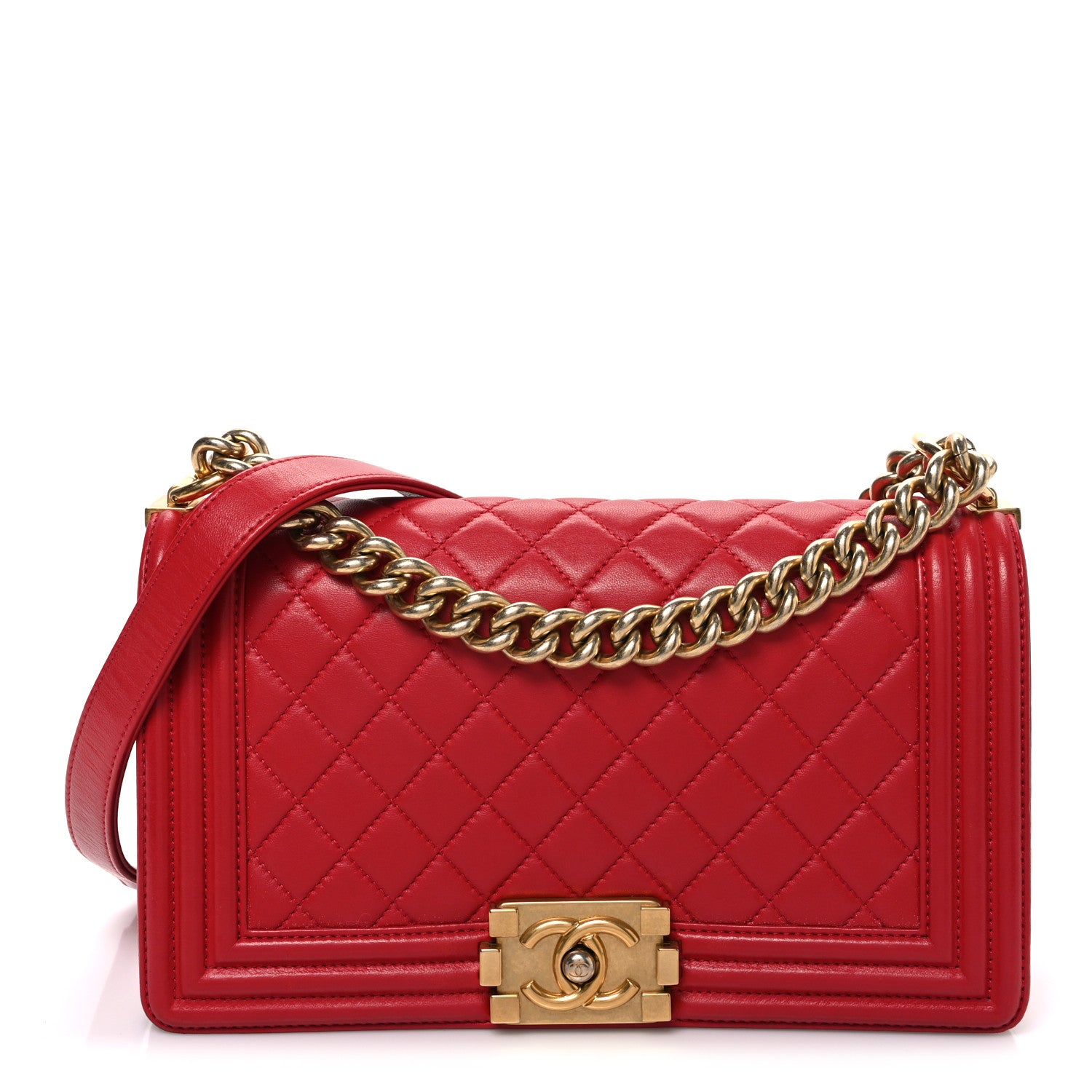 Chanel Lambskin Quilted Medium Boy Flap Red 1 of 10