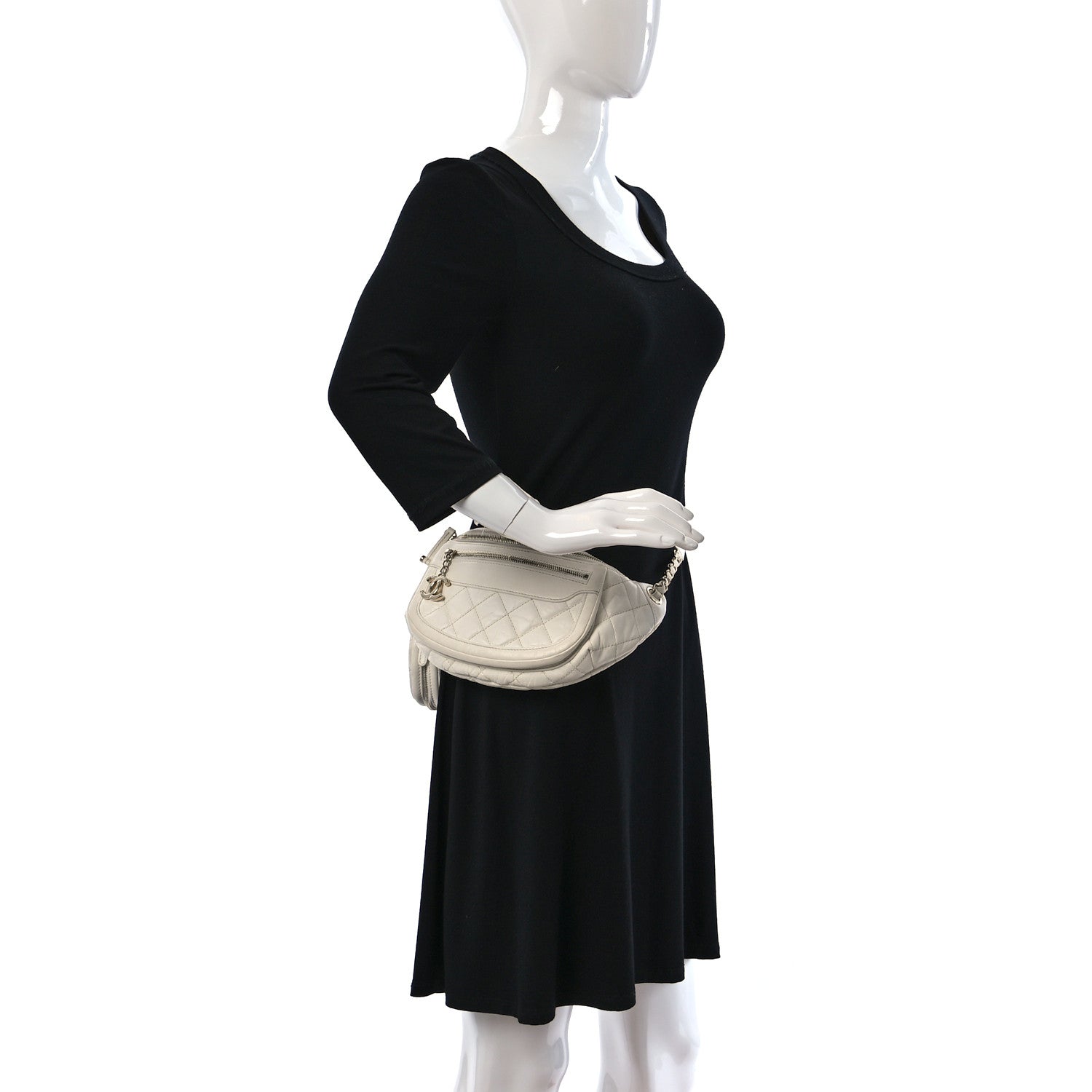 Chanel Aged Calfskin Quilted Waist Belt Bag White 2 of 15