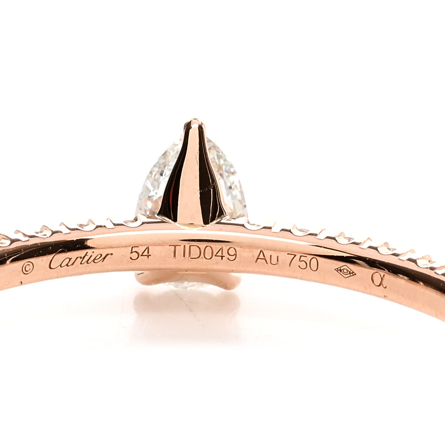 18K Pink Gold Diamond Etincelle De Cartier Pear Cut Engagement Ring 54 6.75