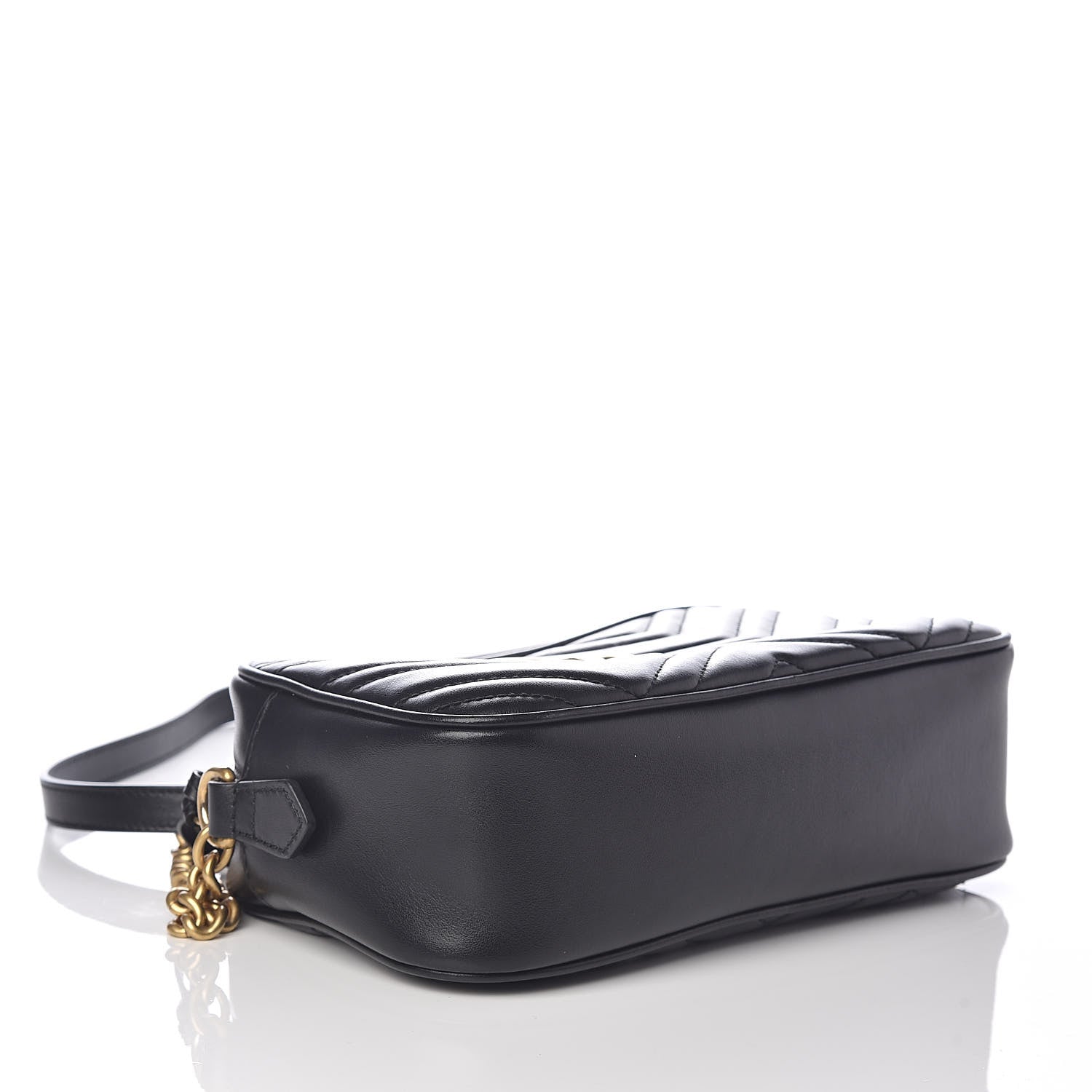 Gucci Calfskin Matelasse Small GG Marmont Chain Shoulder Bag Black 4 of 9