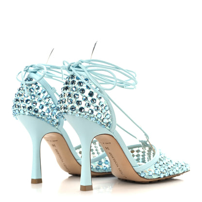 Bottega Veneta Mesh Nappa Crystal Embellished Sparkle Stretch Ankle Tie 90mm Sandals 36 Pool 5 of 8