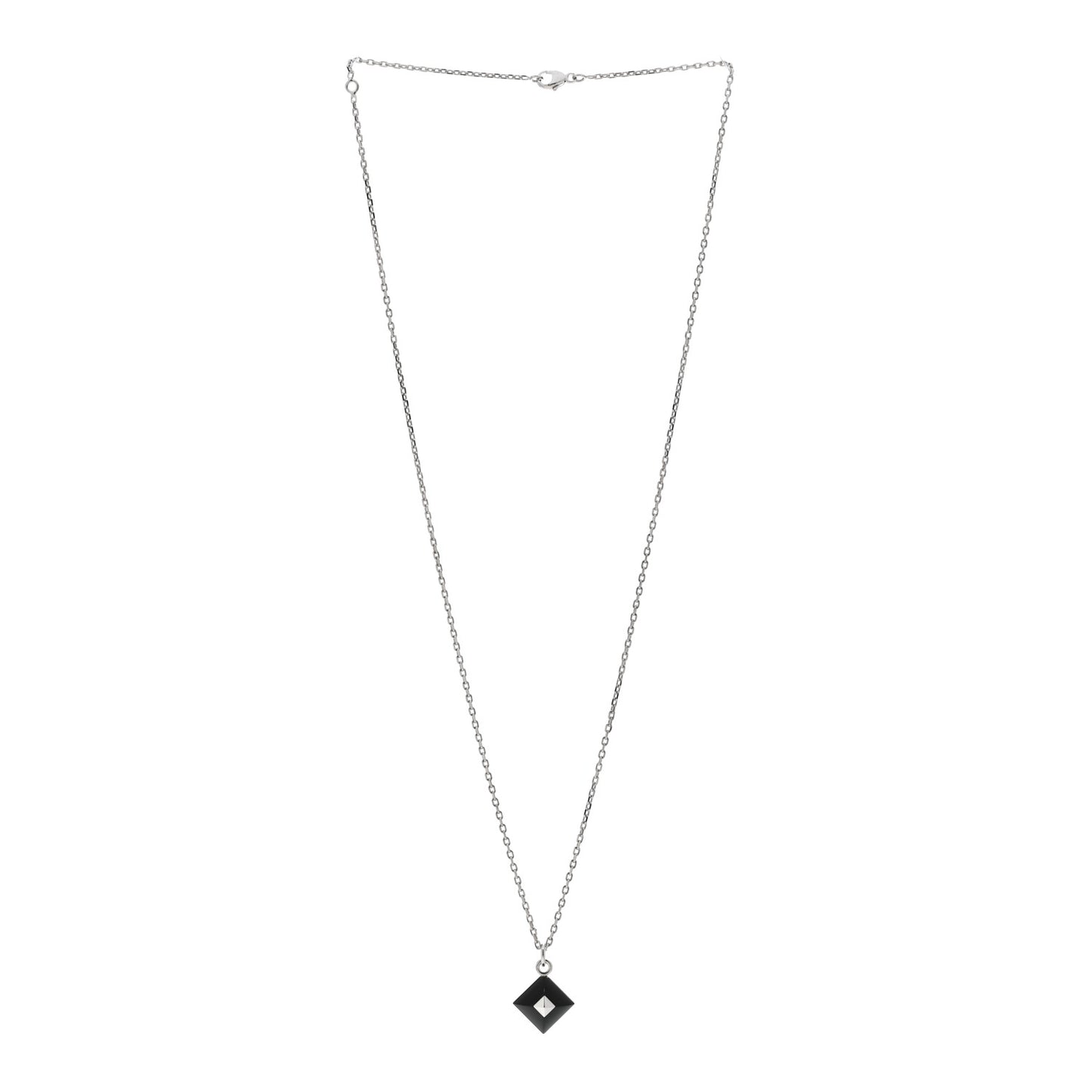 Palladium Plated Medor Folk Pendant Necklace Black