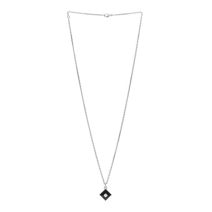 Hermes Palladium Plated Medor Folk Pendant Necklace Black 3 of 5