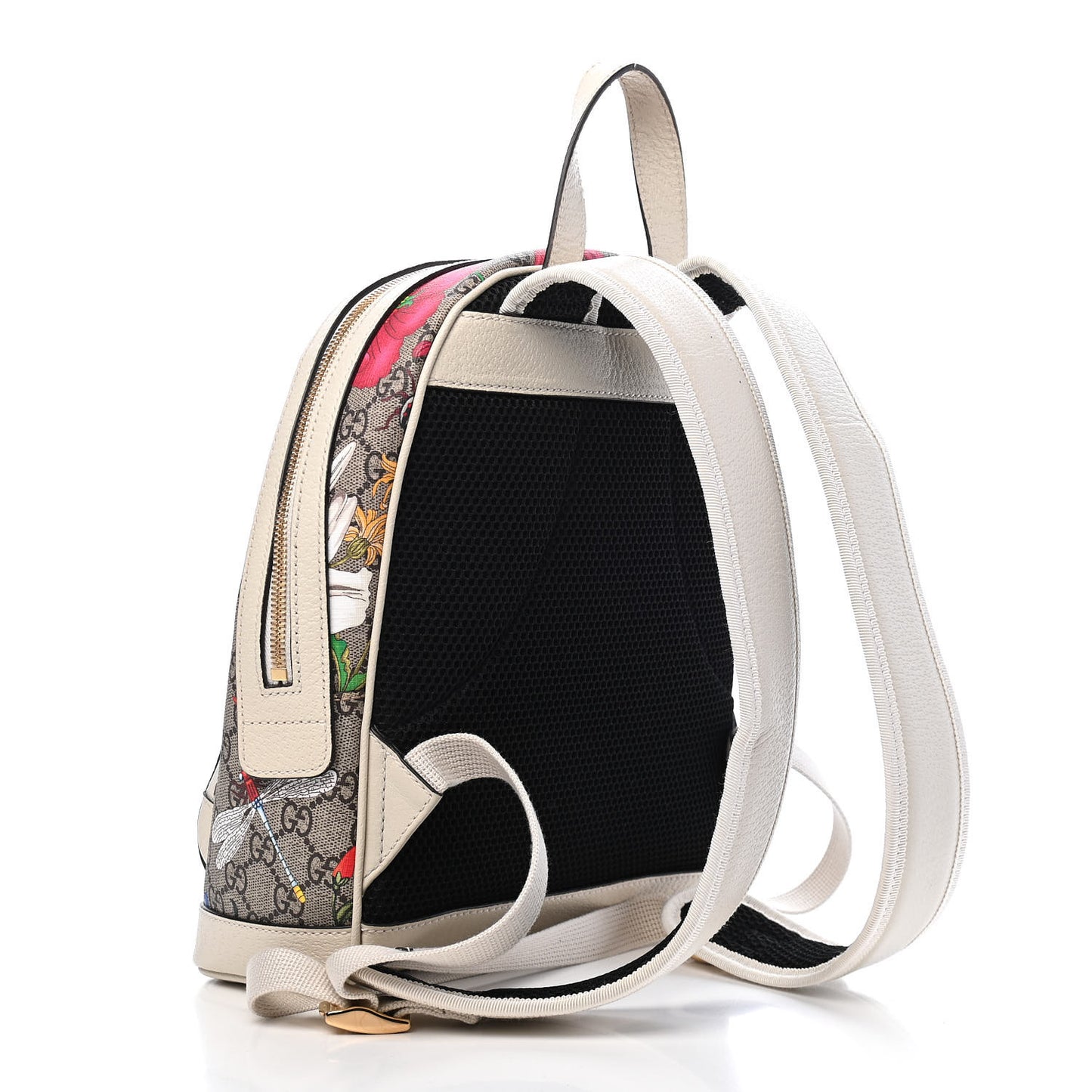 GG Supreme Monogram Flora Web Small Ophidia Day Backpack White