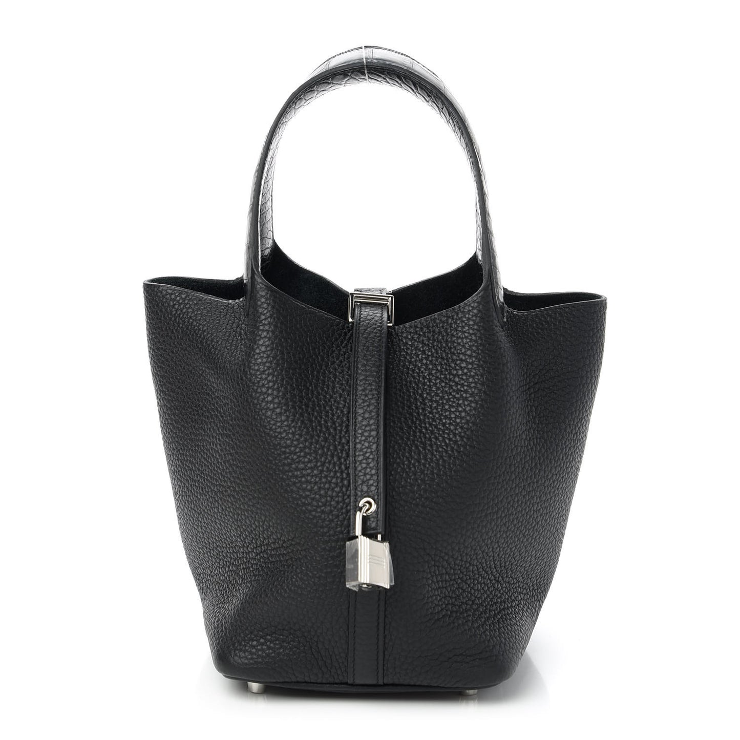 Taurillon Clemence Matte Alligator Picotin Lock Touch 18 PM Black