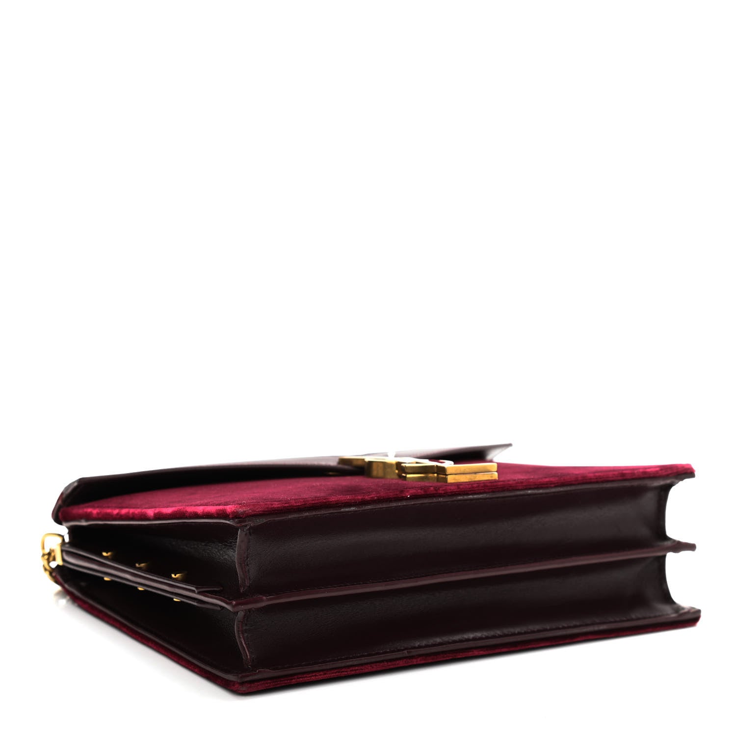 Saint Laurent Velvet Monogram Cassandra Clasp Bag Burgundy 4 of 13