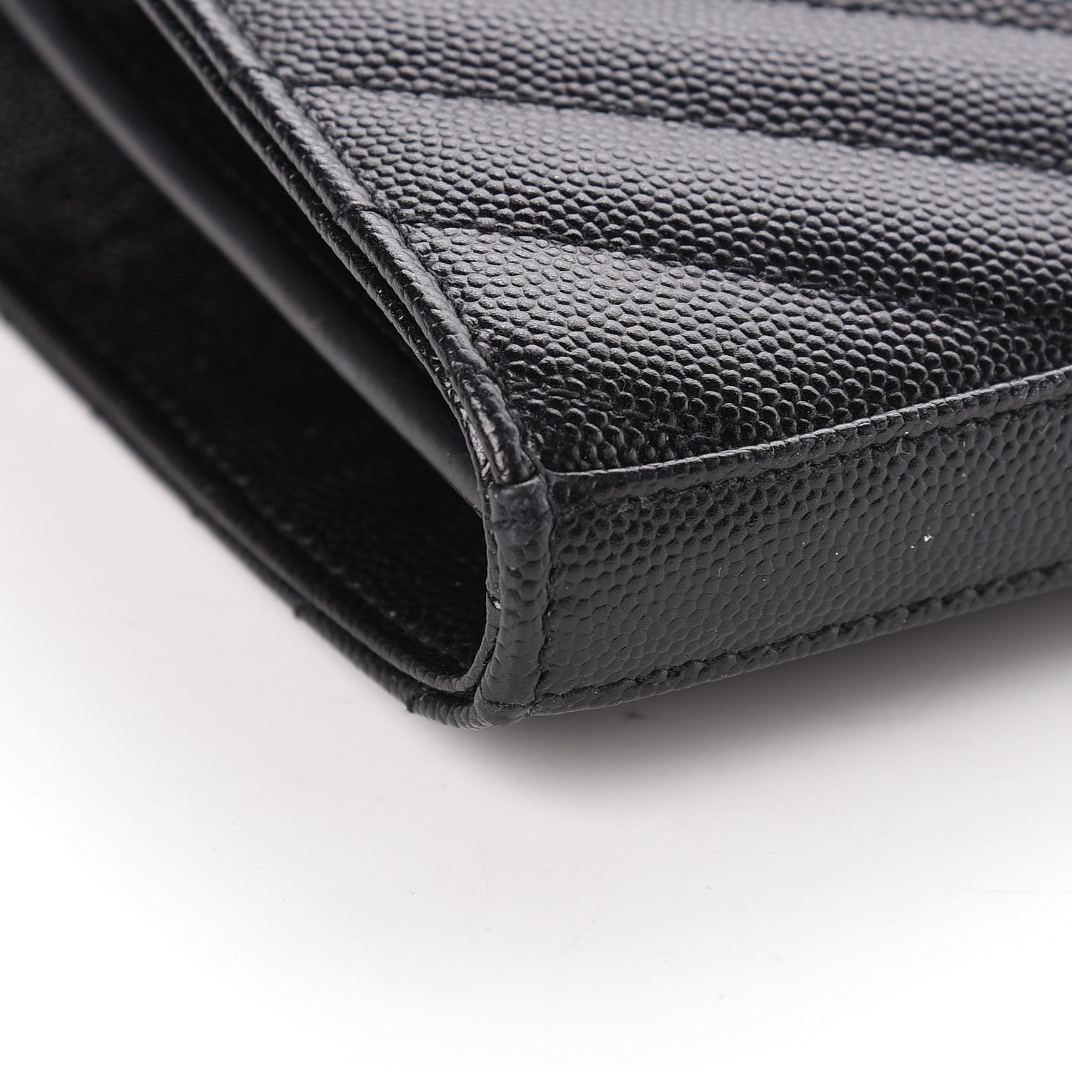 Saint Laurent Grain De Poudre Matelasse Chevron Monogram Chain Wallet Black 9 of 10