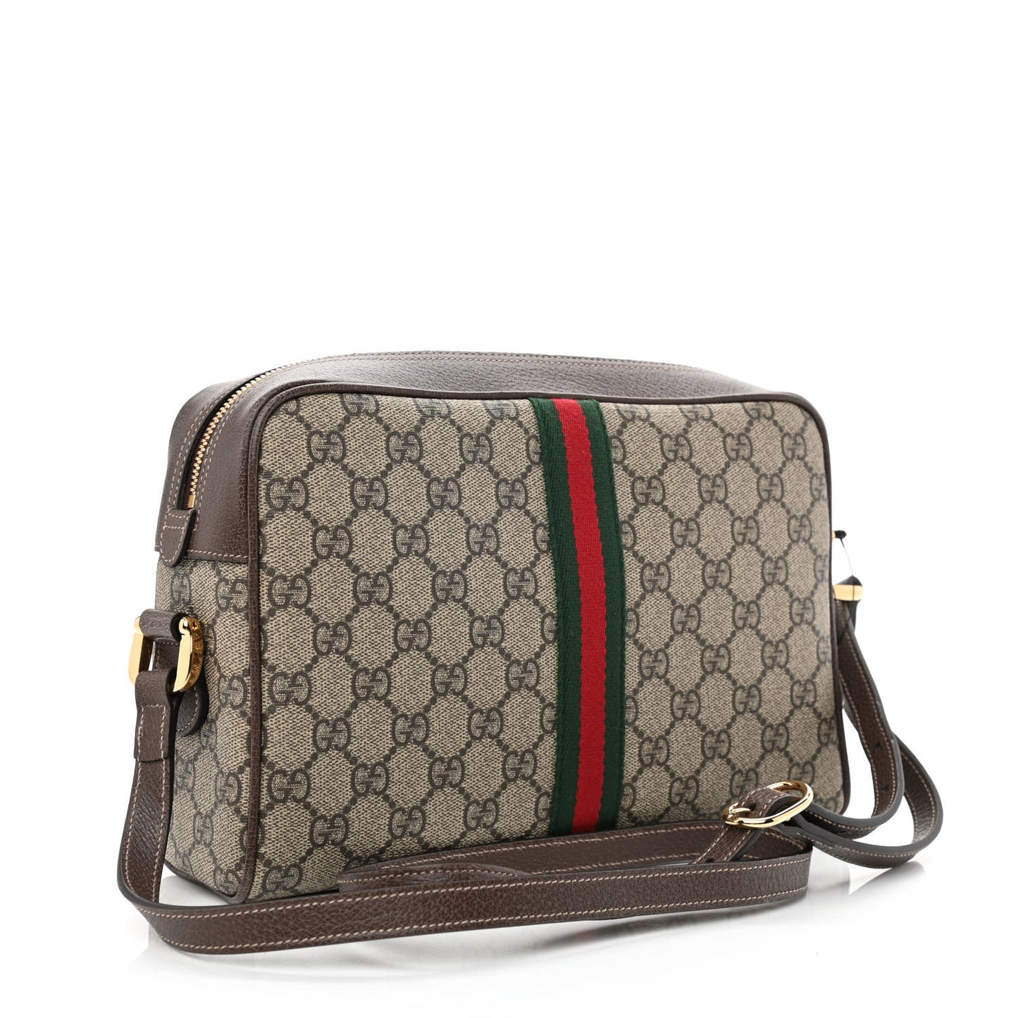 GG Supreme Monogram Web Small Ophidia Shoulder Bag Brown