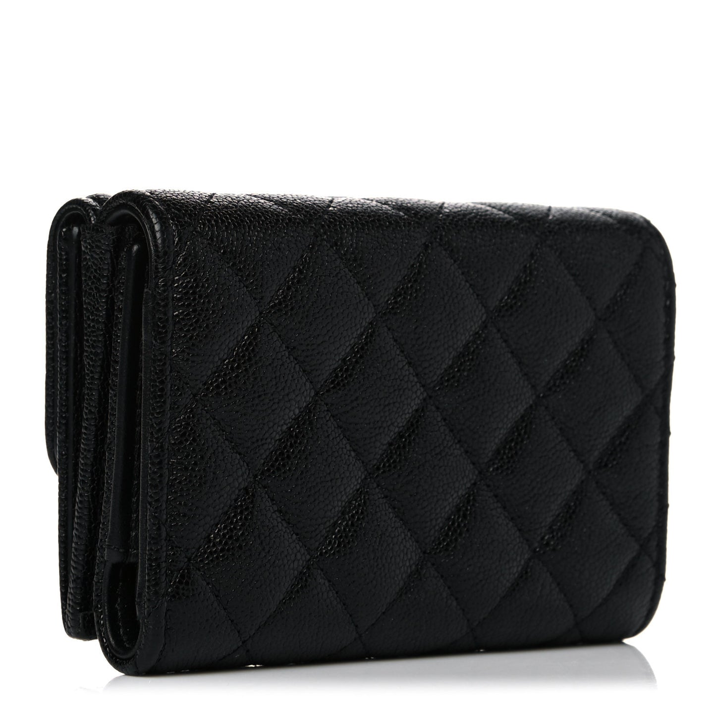Caviar Quilted Small Boy Flap Wallet Black