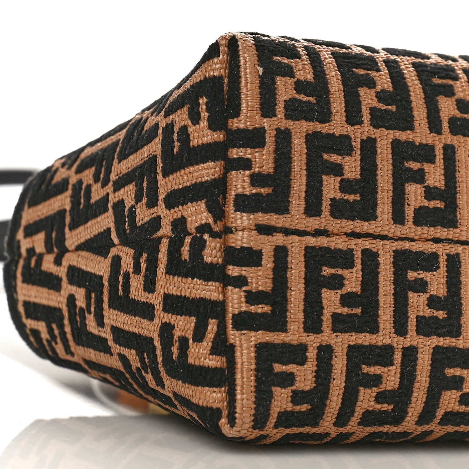 Fendi Raffia Chenille Vitello King Plexiglass Micro FF Mini By The Way Top Handle Boston Bag Naturale Black 7 of 8