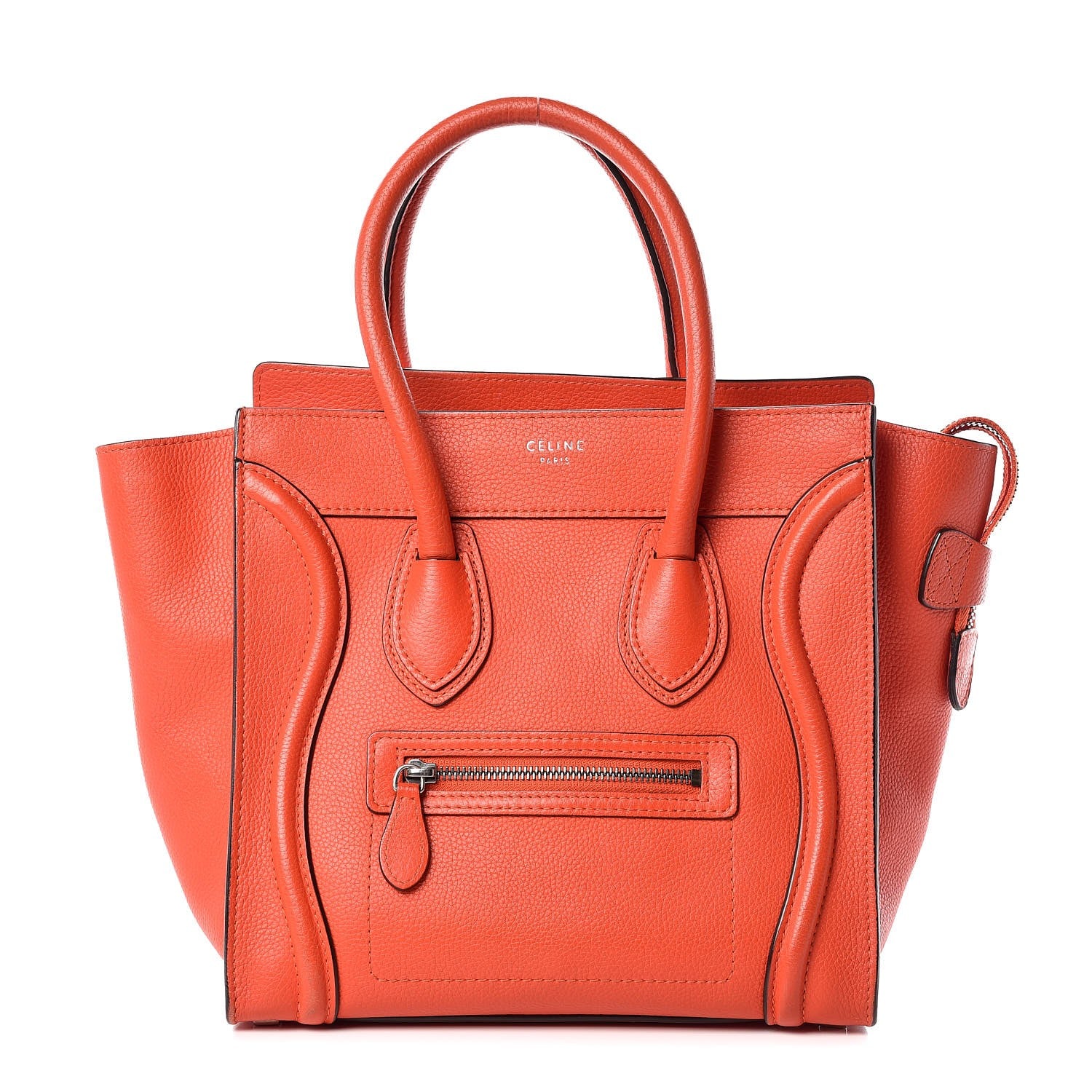 Celine Drummed Calfskin Micro Luggage Vermillion 1 of 15