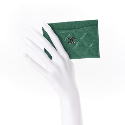 Chanel Caviar Quilted Card Holder Green 2 of 10