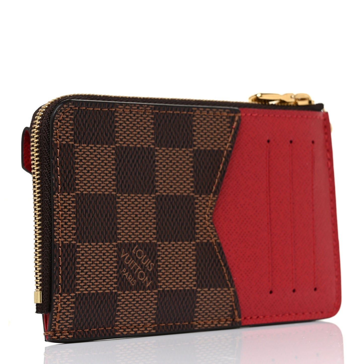 Damier Ebene Recto Verso Card Holder Red