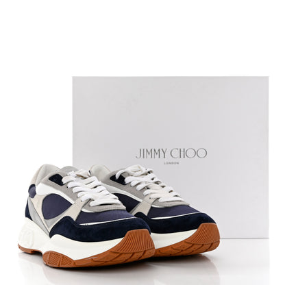 Jimmy Choo Calfskin Neoprene Mens Raine Sneakers 43 Navy Grey White 12 of 12