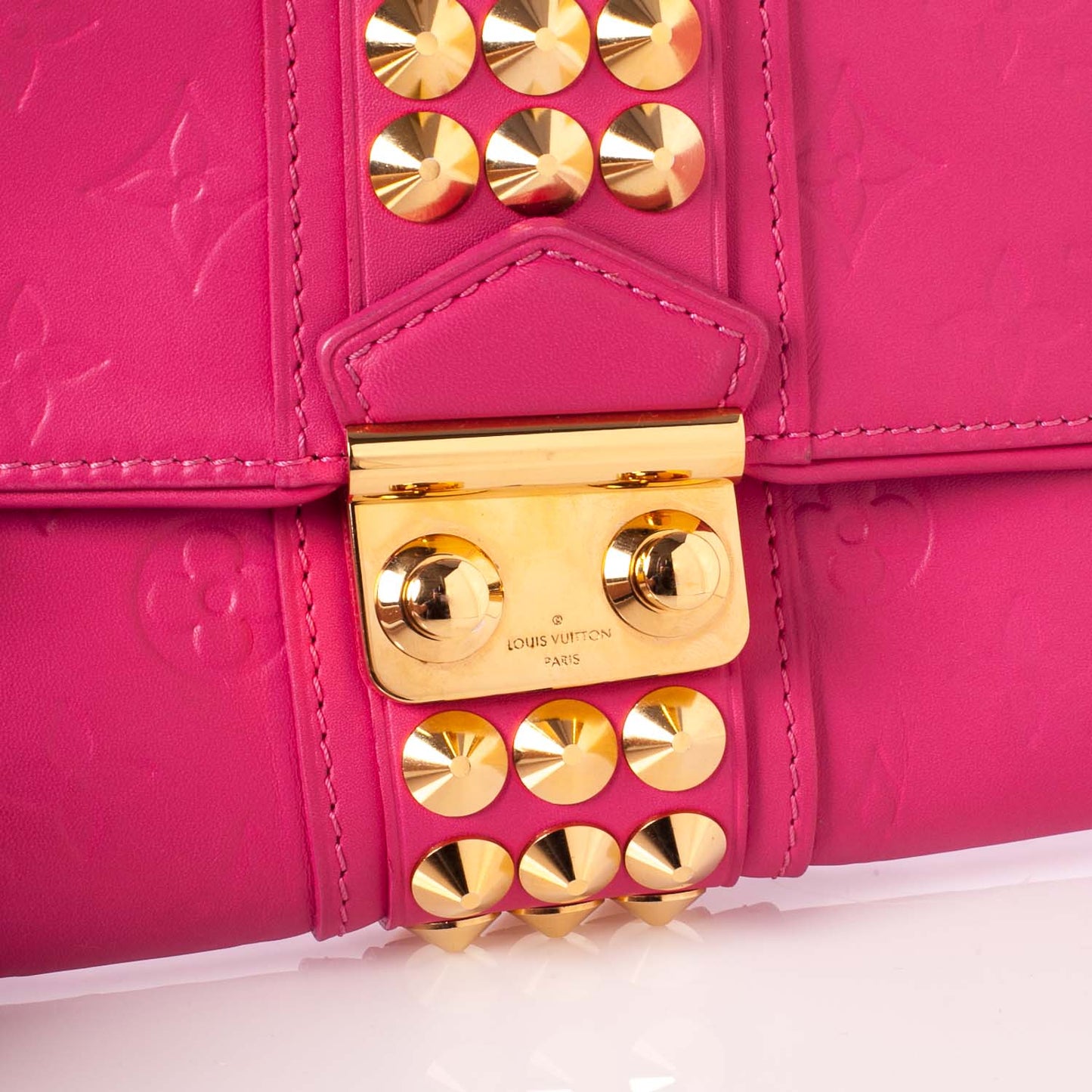 Calfskin Embossed Courtney Pochette Clutch Fuchsia