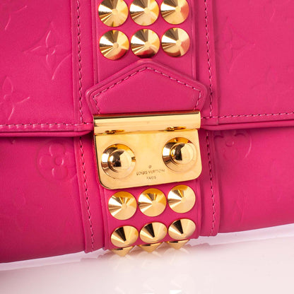 Louis Vuitton Calfskin Embossed Courtney Pochette Clutch Fuchsia 6 of 9