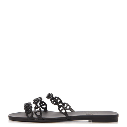 Hermes Rubber Chaine d'Ancre Rivage Sandals 37 Black 1 of 8