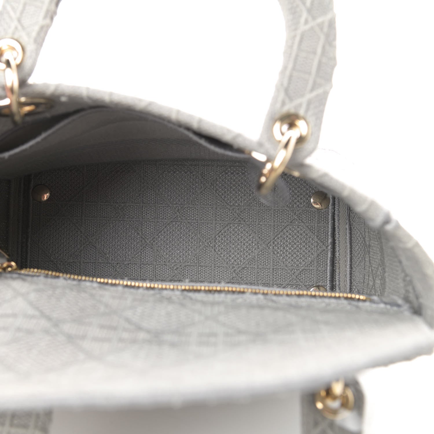 Christian Dior Canvas Embroidered Cannage Medium Lady D-Lite Gray 5 of 12