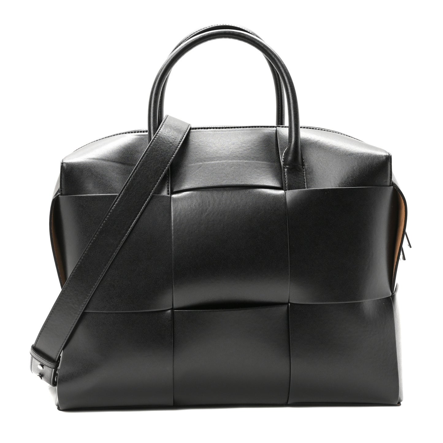 Calfskin Maxi Intrecciato Arco Briefcase Black