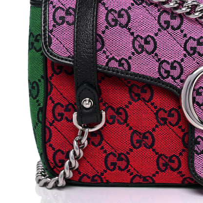 Gucci Monogram Multicolor Matelasse Diagonal Small GG Marmont Shoulder Bag Pink Blue Red Yellow Green 10 of 12