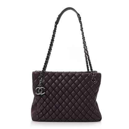 Chanel Iridescent Calfskin Small New Bubble Quilt Tote Plum 1 of 11