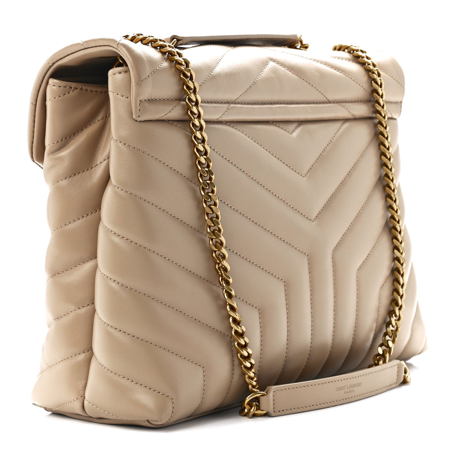 Calfskin Y Quilted Monogram Medium Loulou Chain Satchel Dark Beige