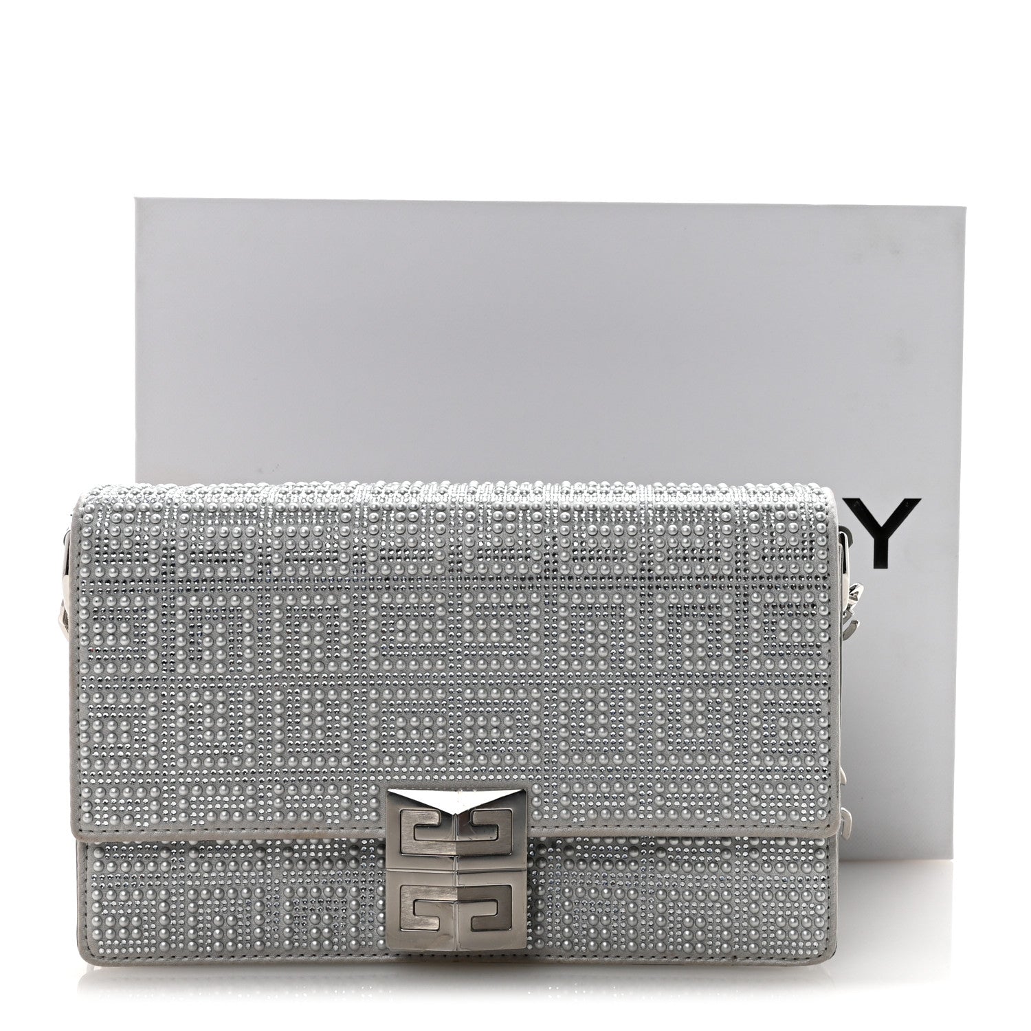 Givenchy Metallic Studded Calfskin 4G Small 4G Crossbody Silver 10 of 10