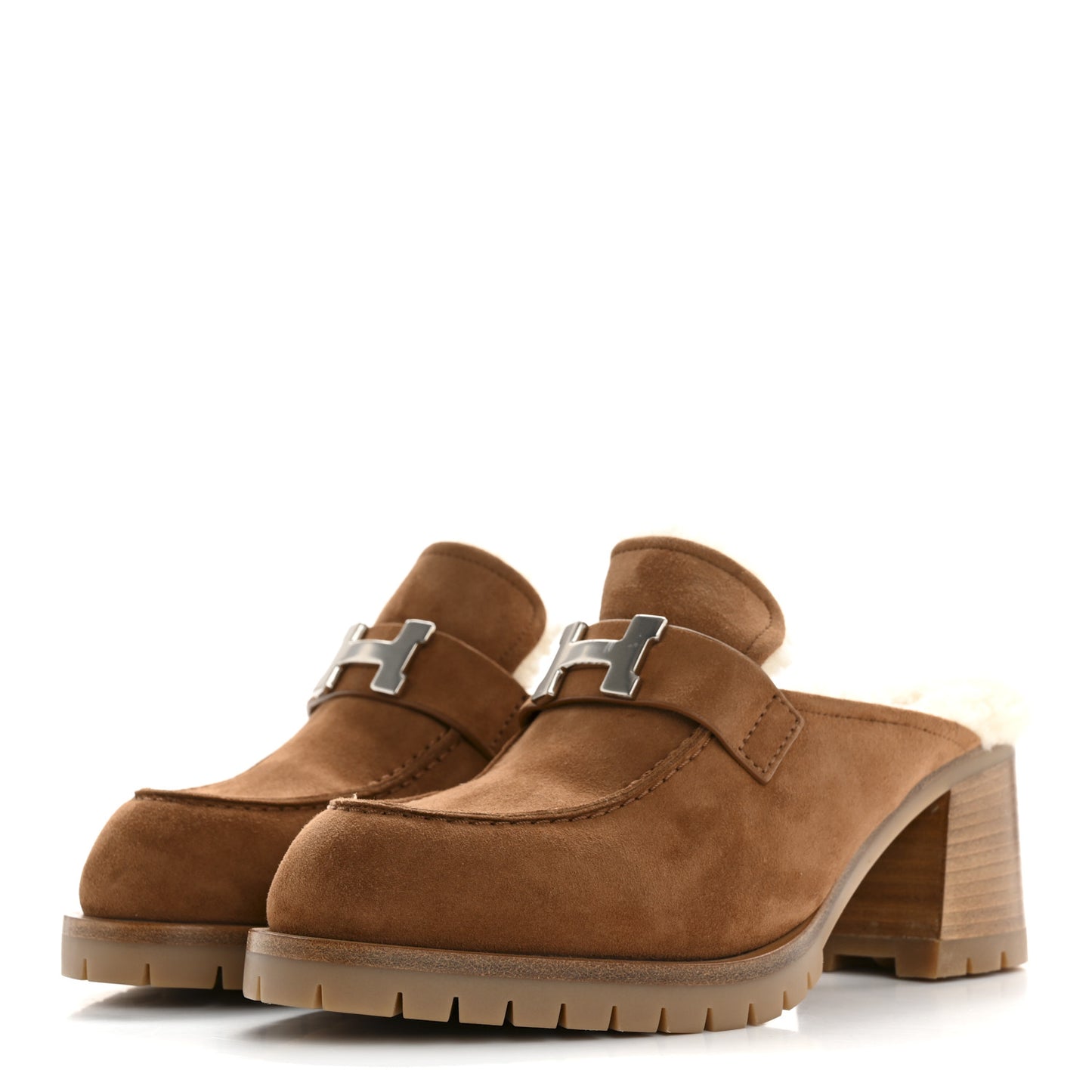 Suede Goatskin Woolskin Flore 60 Mules 38 Brun Amourette Ecru