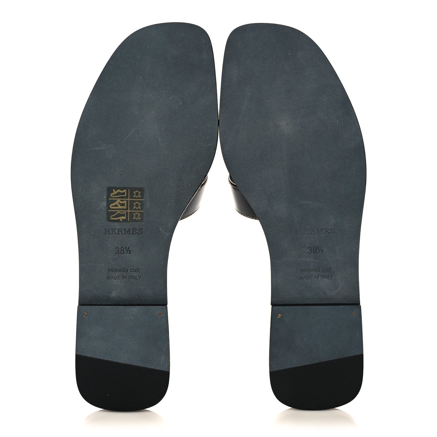 Hermes Box Calfskin Oran Sandals 38.5 Black 5 of 9