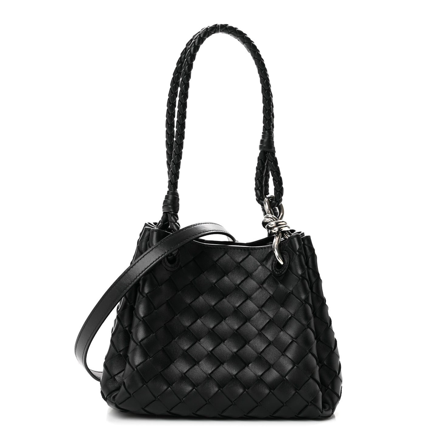 Nappa Intrecciato Small Parachute Shoulder Bag Black