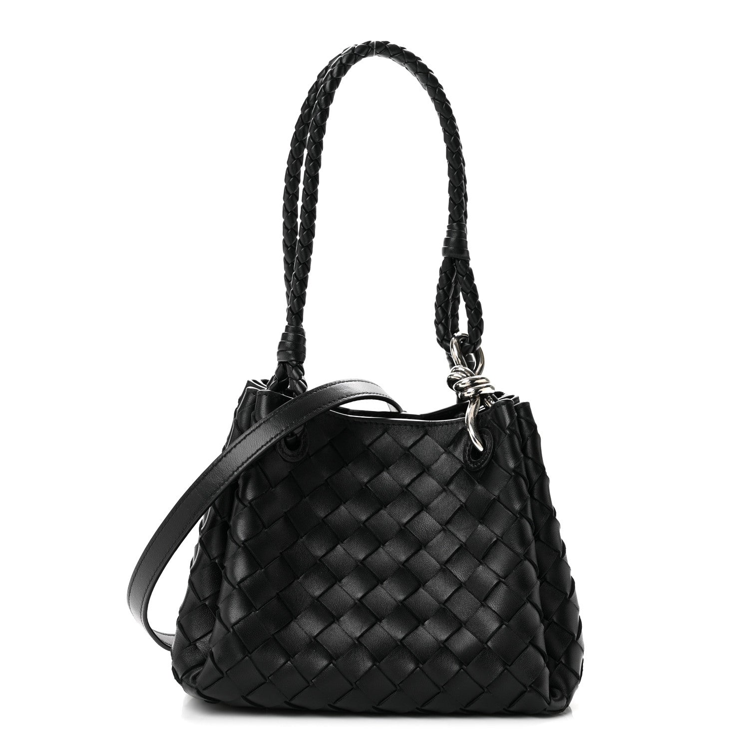Bottega Veneta Nappa Intrecciato Small Parachute Shoulder Bag Black 1 of 10