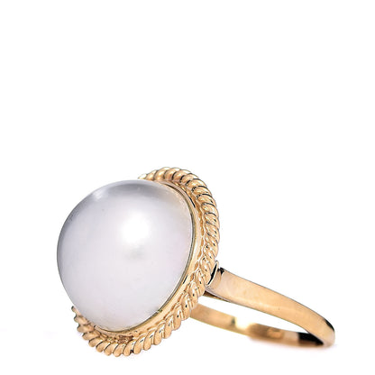 Mikimoto 18K Yellow Gold Mabe Pearl 14.5mm Cocktail Ring 54 6.75 3 of 5