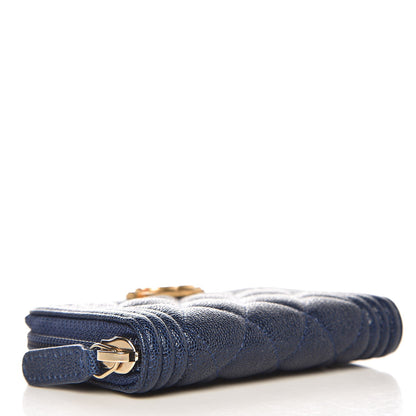 Chanel Caviar Quilted Boy Zip Around Coin Purse Wallet Dark Blue 4 of 8