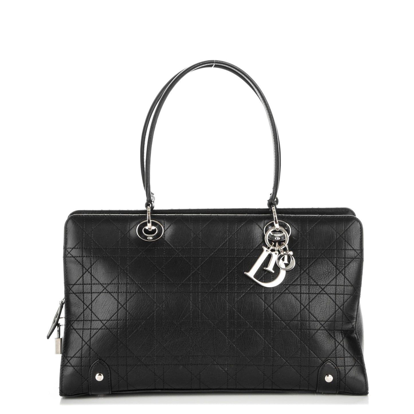 Calfskin Cannage Stitched Large East West Lady Dior Black