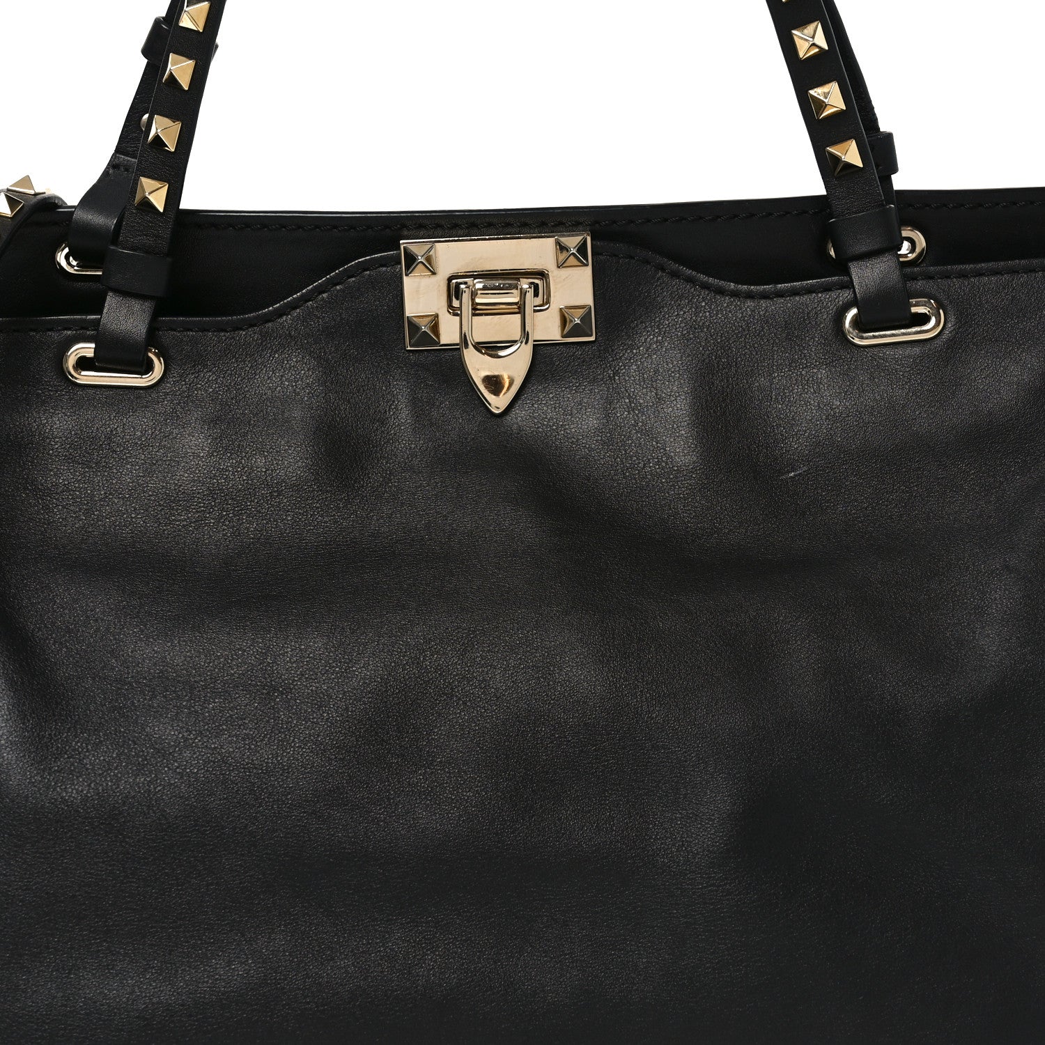 Valentino Garavani Vitello Medium Rockstud Tote Tote Black 7 of 9