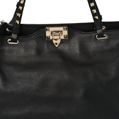 Valentino Garavani Vitello Medium Rockstud Tote Tote Black 7 of 9