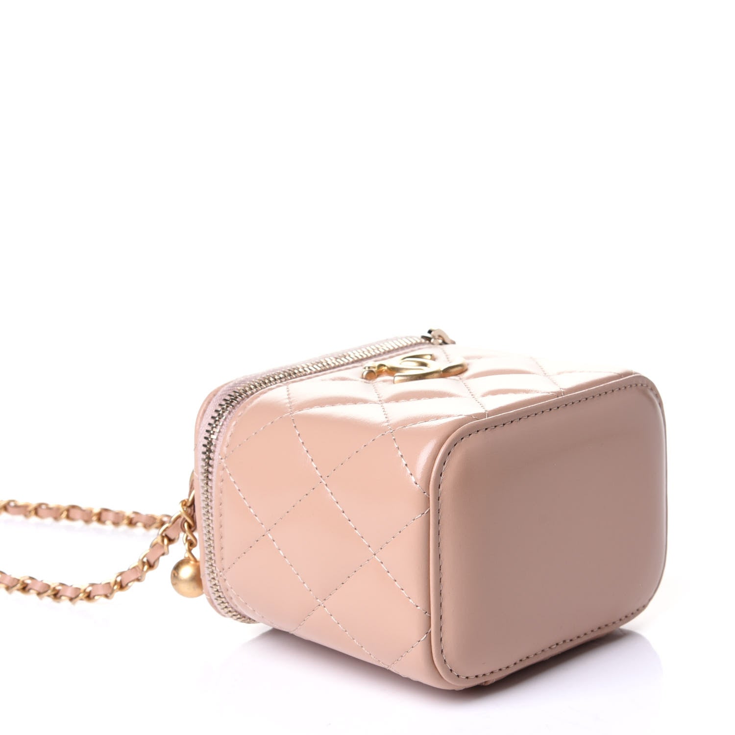 Chanel Calfskin Quilted Mini Perfect Fit Vanity Case With Chain Beige 3 of 5