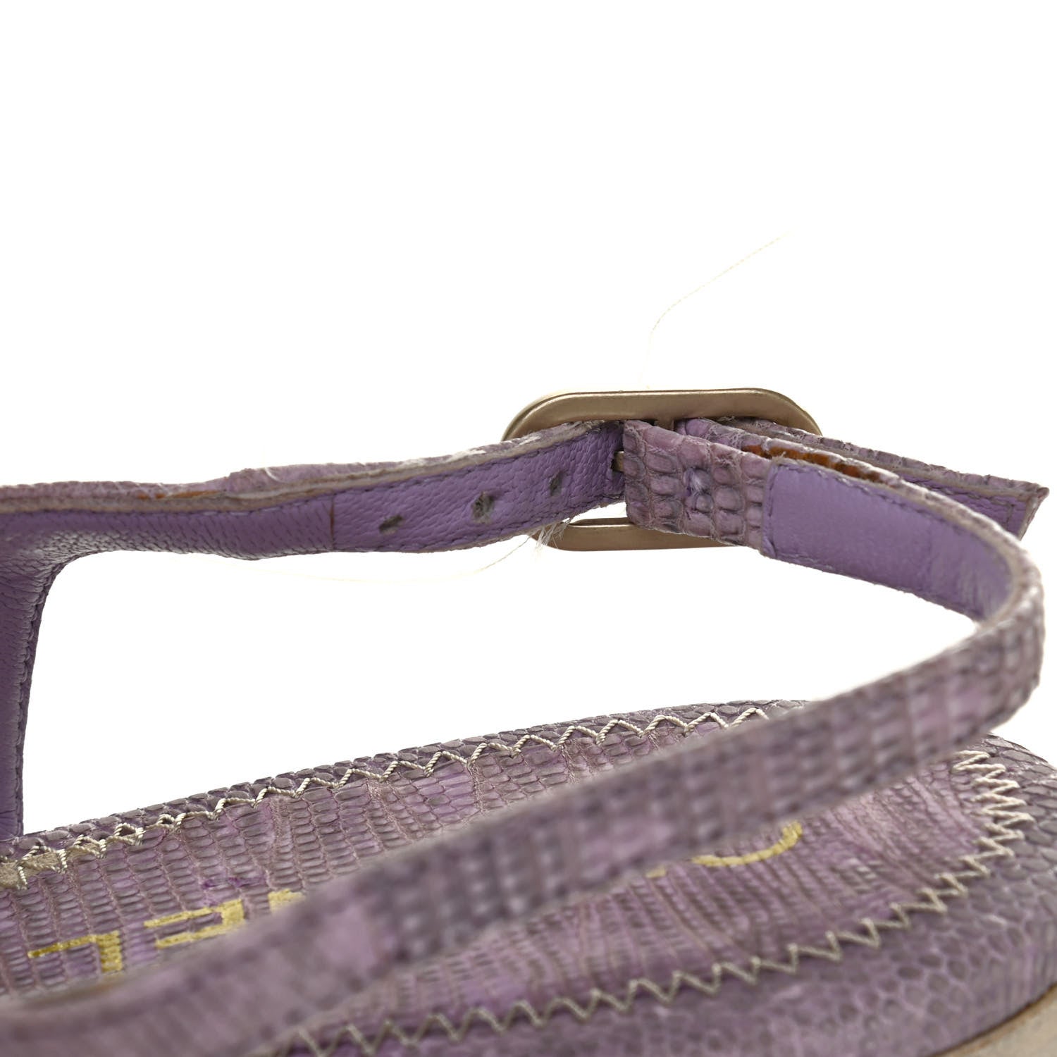 Chanel Lizard Pearl CC Thong Sandals 38 Light Purple 5 of 12