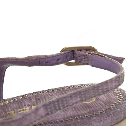 Chanel Lizard Pearl CC Thong Sandals 38 Light Purple 5 of 12