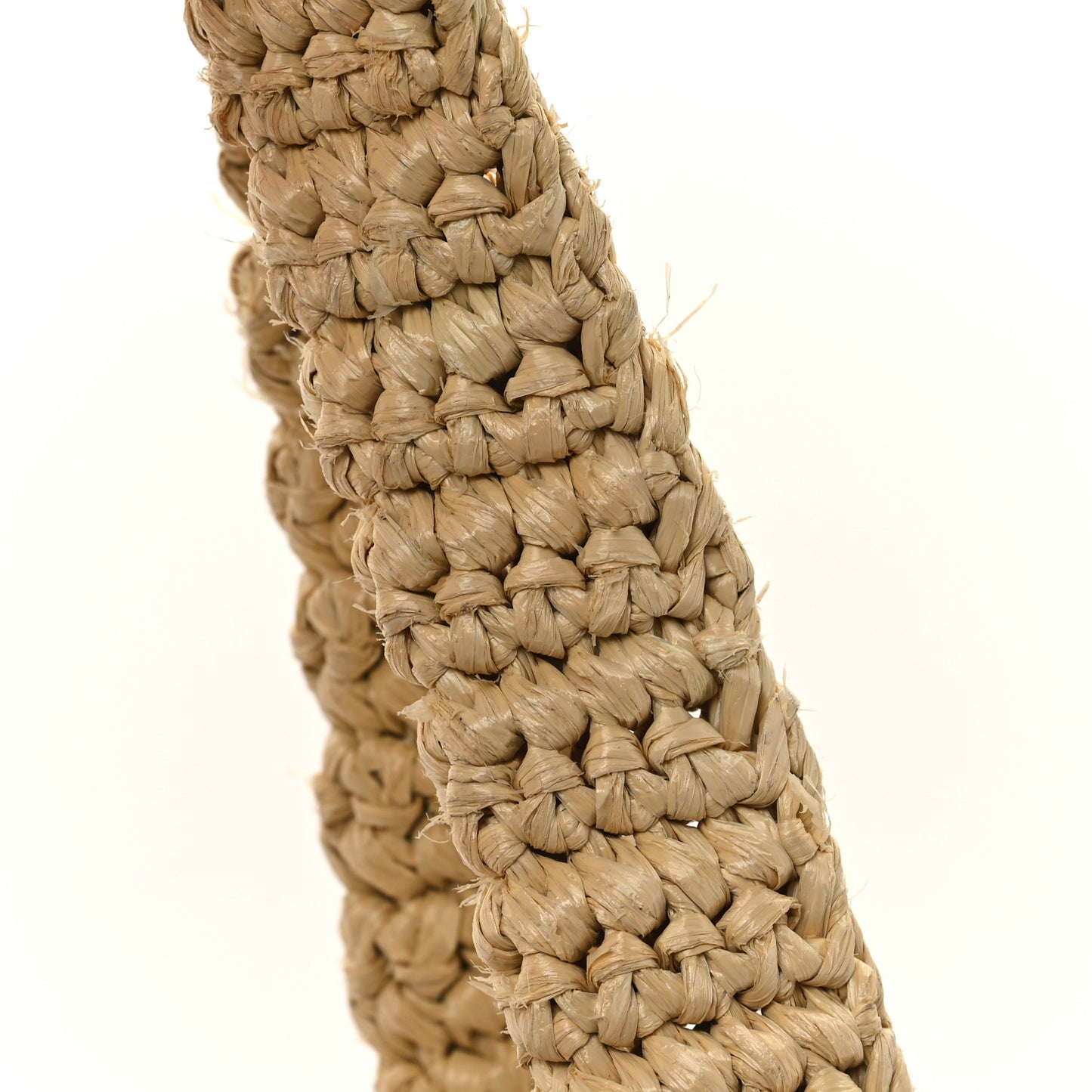 Yarn Raffia Effect Crochet Embroidered Logo Tote Naturale