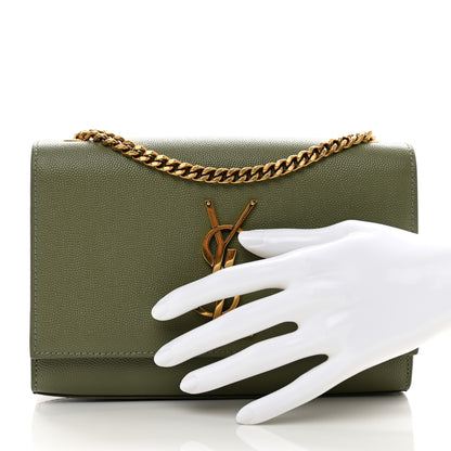 Saint Laurent Grain De Poudre Small Monogram Kate Satchel Light Sage 3 of 10