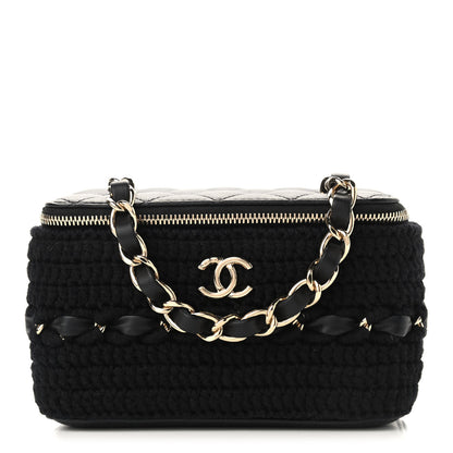 Chanel Lambskin Crochet Quilted Small Vanity Case With Chain Black 1 of 9