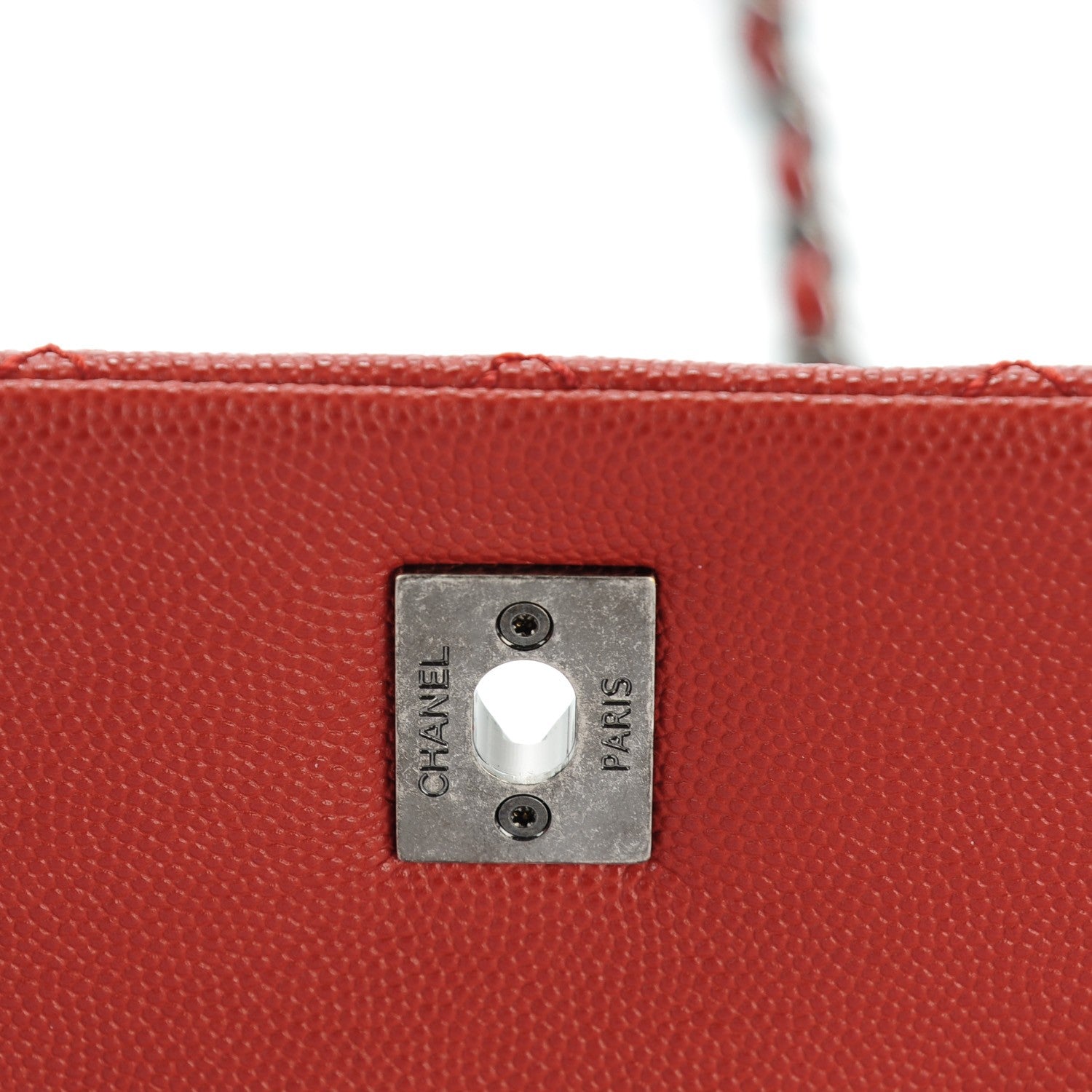Chanel Caviar Quilted Medium Coco Handle Flap Dark Red 7 of 8