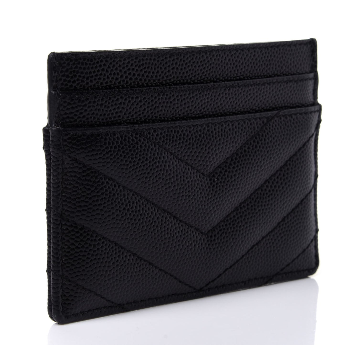 Grain De Poudre Matelasse Chevron Monogram Credit Card Case Black