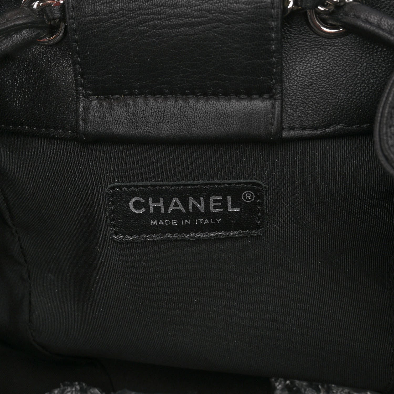Chanel Calfskin Quilted Drawstring Sac Cordon Bag Black 6 of 10