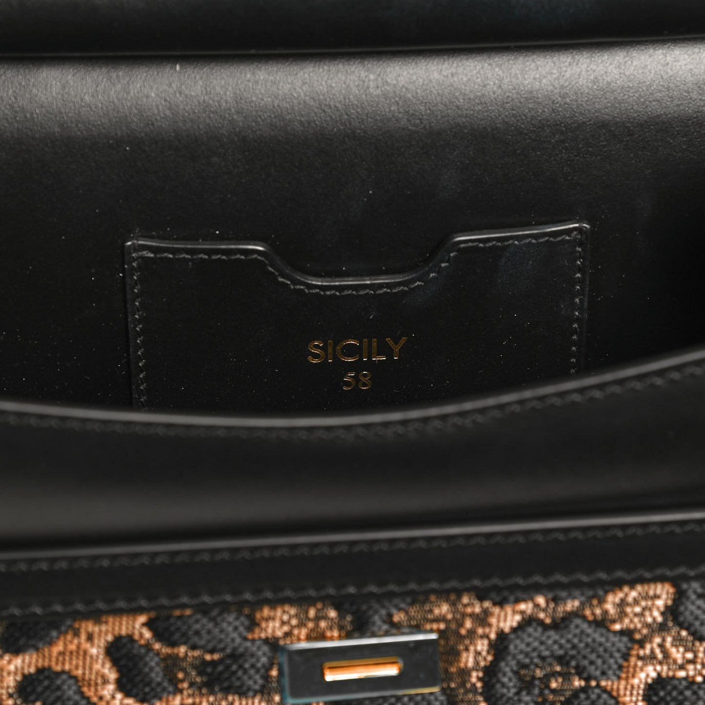 Calfskin Leopard Print Raffia Medium Sicily 58 Satchel Black Multicolor