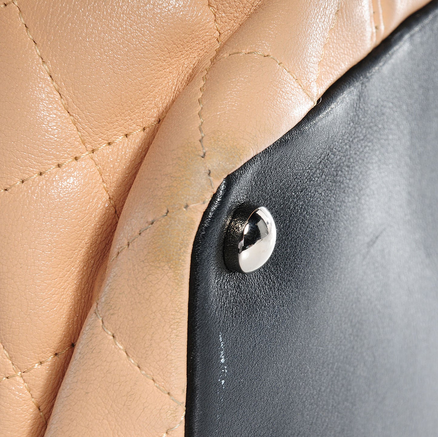 Calfskin Quilted Medium Cambon Tote Beige Black